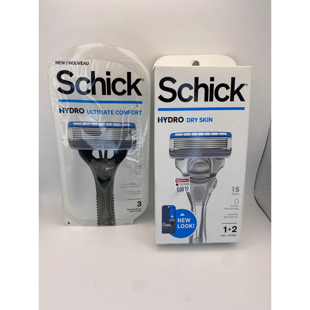 Schick Hydro Razor Bundle. Dry Skin Razor and  hydro disposable 3 pack